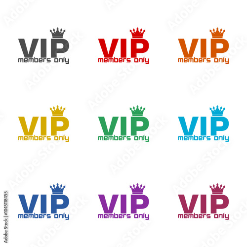 VIP members only icon isolated on white background. Set icons colorful