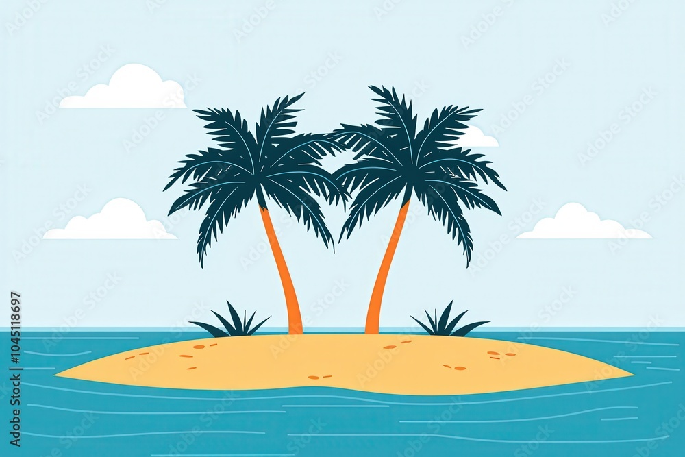 Serene Tropical Island with Palm Trees A Perfect Getaway Scene for Relaxation and Escape Serene Tropical Island with Palm Trees A Perfect Getaway Scene for Relaxation and Escape