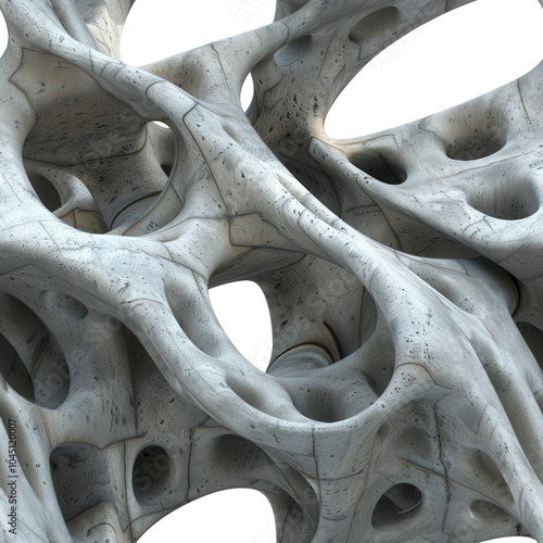 Seamless Texture of Organic Form in Concrete, Plaster, and Marble with Abstract Curves and Smooth Finish for 3D Surfaces and Backgrounds. Isolated transparent PNG 