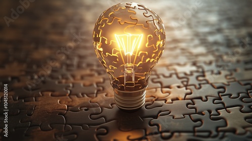 Light Bulb Constructed from Puzzle Pieces