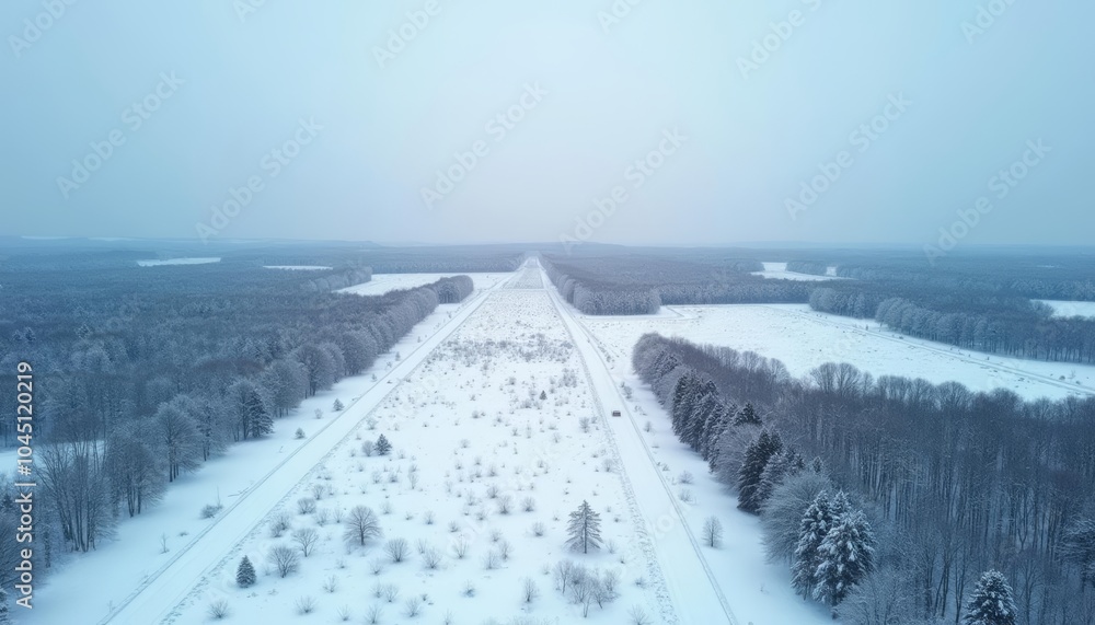 Obraz premium Wintry serenity A snowy forest path