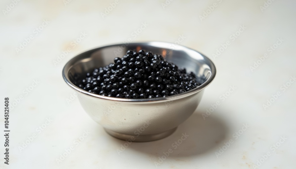  A bowl of shiny black caviar