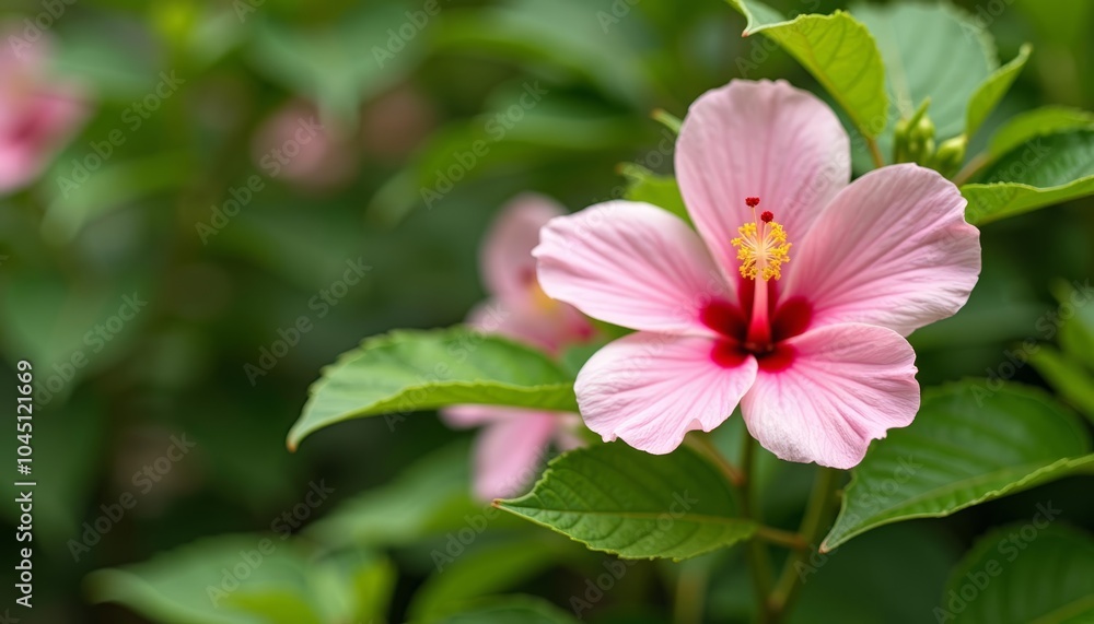 Vibrant pink hibiscus blooming in the sun Vibrant pink hibiscus blooming in the sun