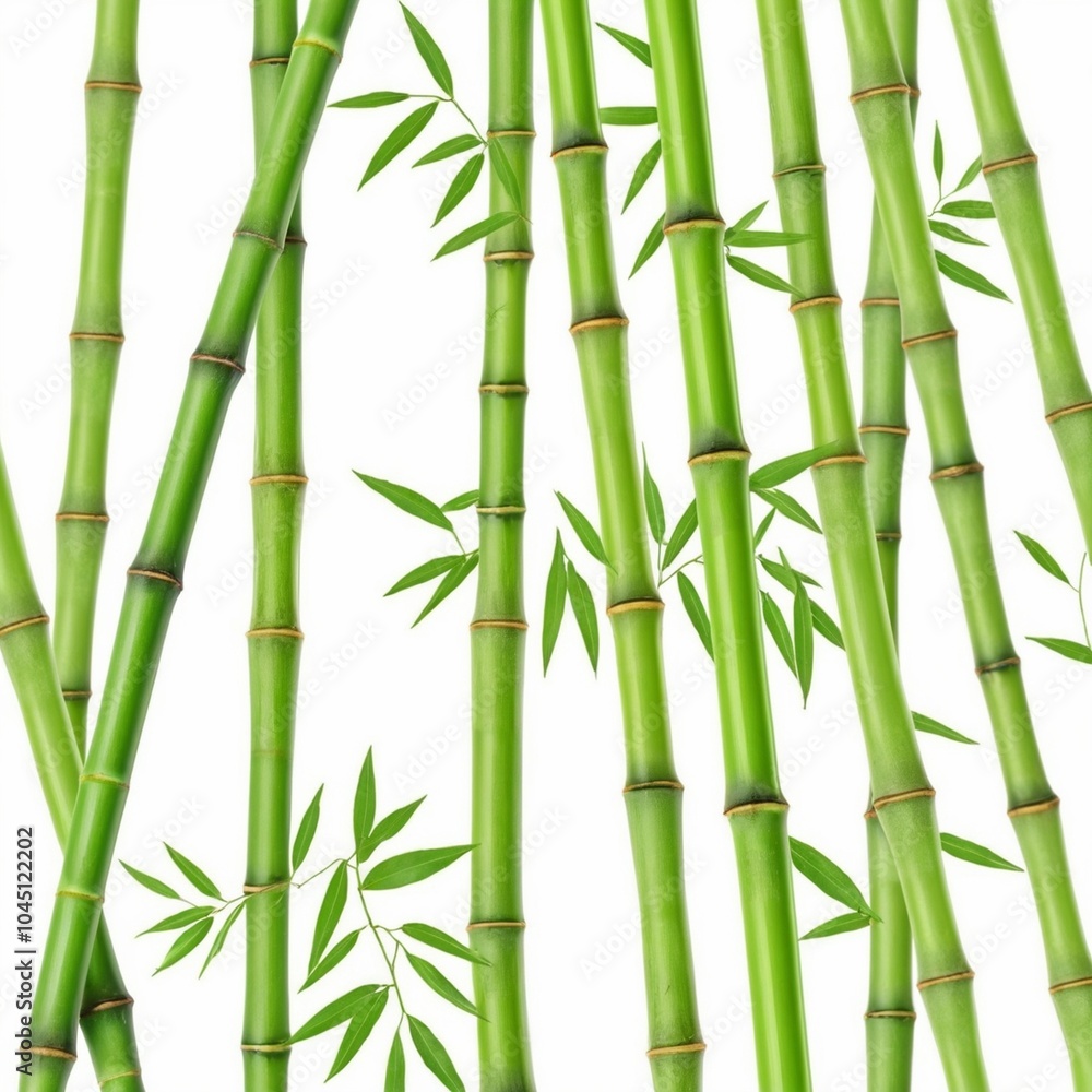 bamboo green sticks with leaves isolated on white background bamboo green sticks with leaves isolated on white background