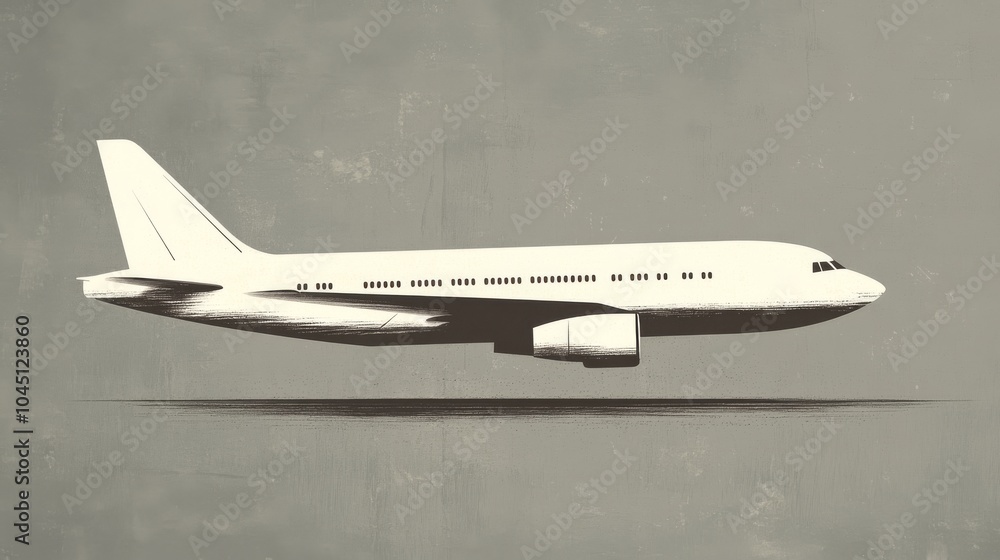 Obraz premium A white airplane stands out against a gray background, suggesting travel and adventure.