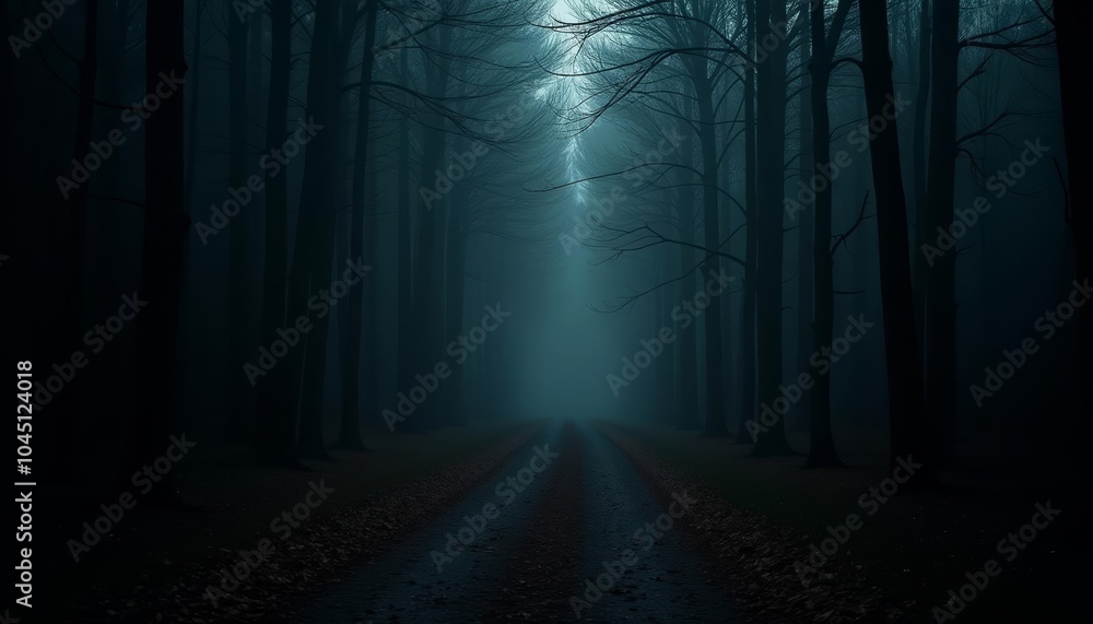 Fototapeta premium Enchanted path through the woods at dusk