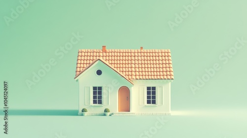 Wallpaper Mural A white house with a tiled roof stands out against a pale green background. Torontodigital.ca