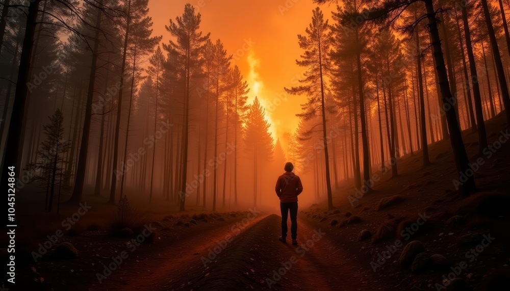 Fototapeta premium Exploring the path to the fiery sunset