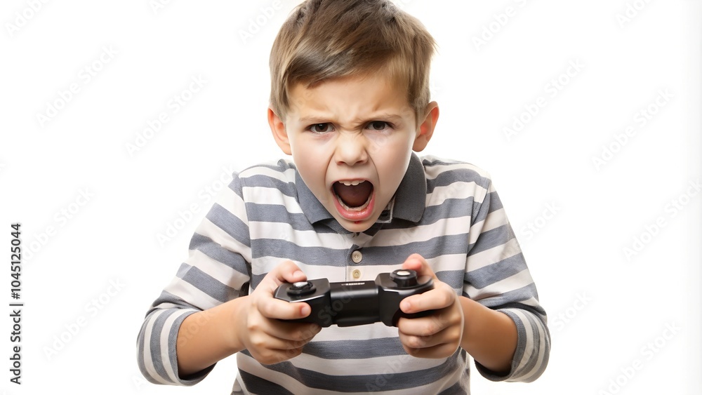 Young Boy Intensely Playing Video Game Young Boy Intensely Playing Video Game