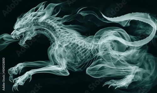 A smoky dragon creature with sharp claws.