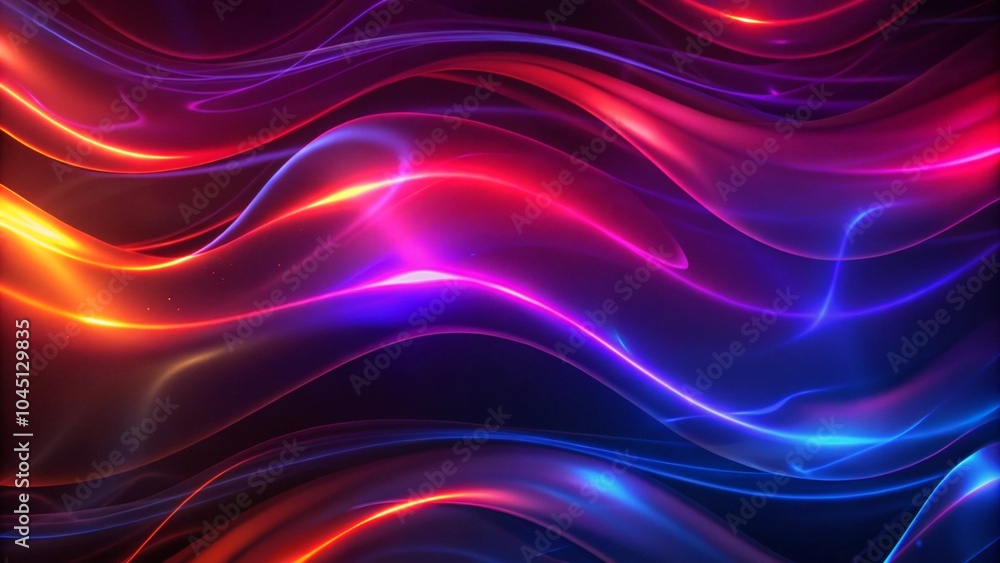 Fototapeta premium The abstract poster cover has a dark grainy gradient color background, purple, red, orange, blue, and black colors. abstract color wave black background grainy texture