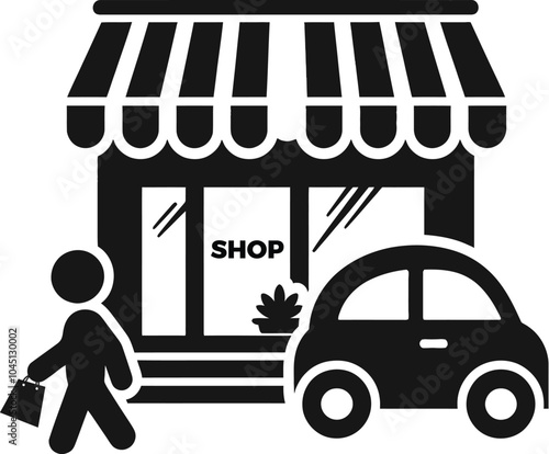 a digital illustration of a person shopping with car vector