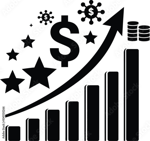 business financial with a line graph diagram silhouette