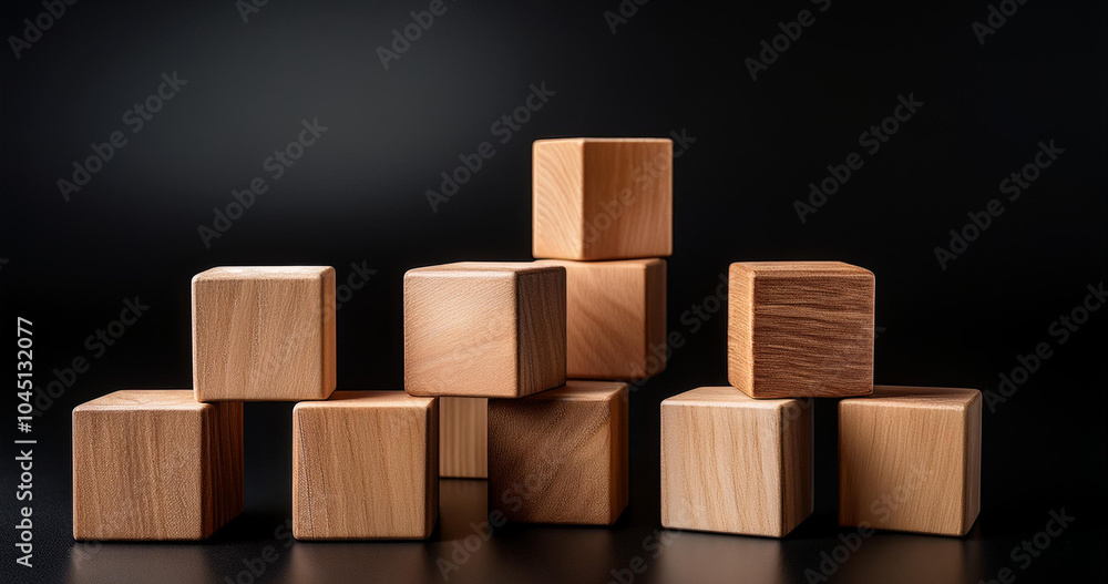 Wooden cubes on a dark background. Wooden cubes on a dark background.