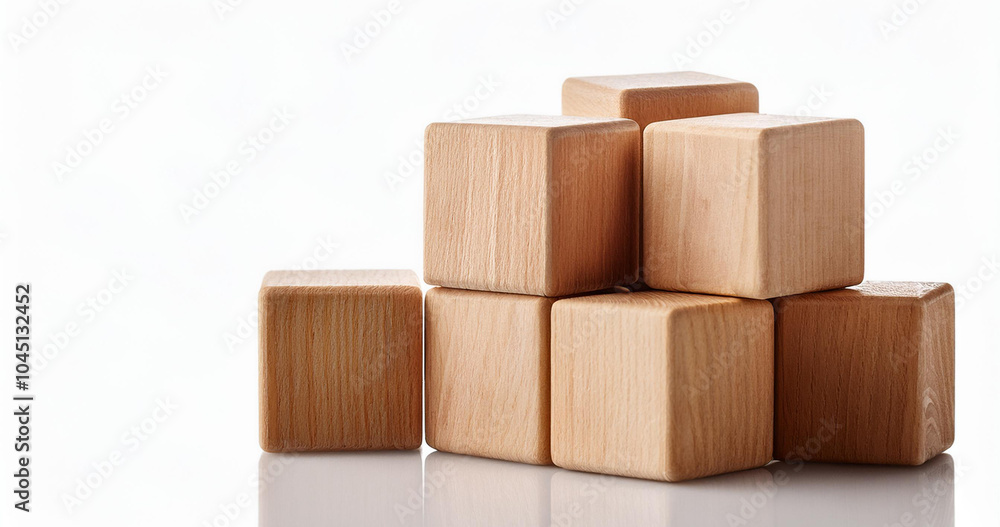 Obraz premium Wooden cubes on white background