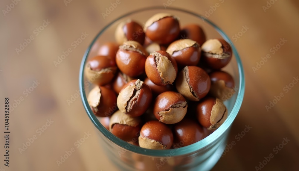 Deliciously cracked nuts in a glass bowl Deliciously cracked nuts in a glass bowl