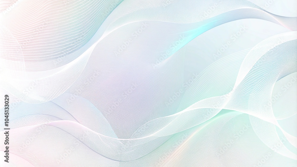 Teal, blue, magenta draped net, wavy curves. Abstract watermark for cheque, ticket, banner, website, voucher. Line art pattern, guilloche design. White background. Elegant pleated background design