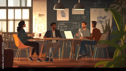 Wallpaper Mural business team in casual environment, casual business team brainstorming and collaborating in a cozy workspace illustrations Torontodigital.ca