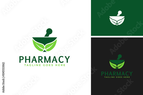 Vector of herbal medicine logo design symbol template illustration