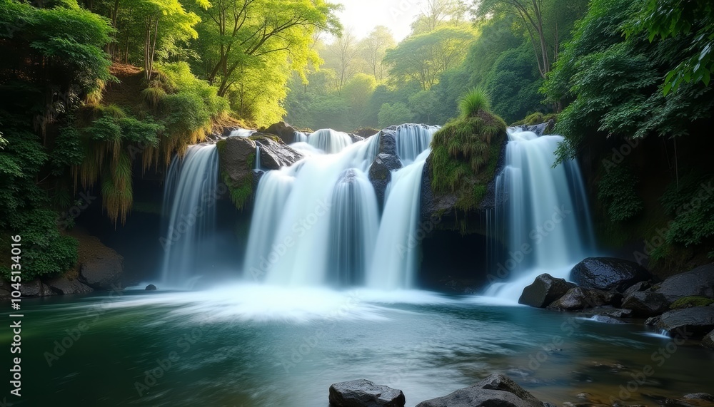 Obraz premium Natures Power A Majestic Waterfall in the Wilderness