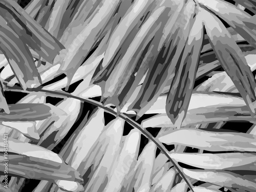 Africa Tropic Seamless Pattern. Black and White Large Leaf Aloha Rapport. Swimwear & Shirt Botanical Flower Background. Watercolor Leaves of Monstera, Palm and Jungle. Hawaiian Botany Texture Design.