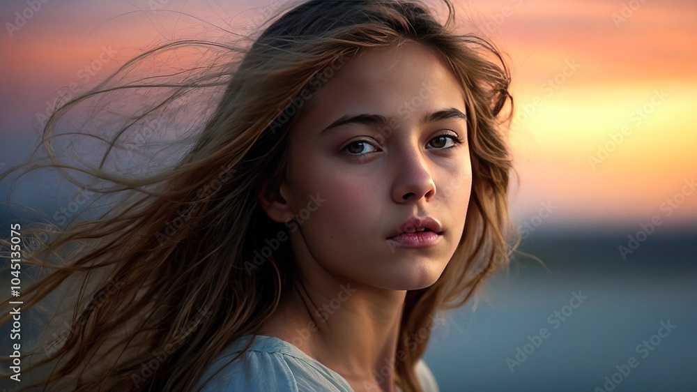 Ethereal Glow: Portrait of Youthful Radiance, Long Exposure, Soft Lighting, Dreamy, Natural Beauty Ethereal Glow: Portrait of Youthful Radiance, Long Exposure, Soft Lighting, Dreamy, Natural Beauty