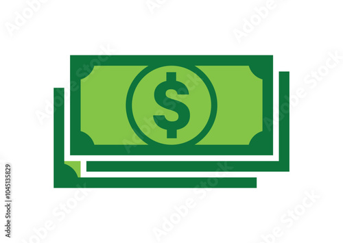 simple stack pile of green bank currency cash money dollar notes icon vector on transparent background