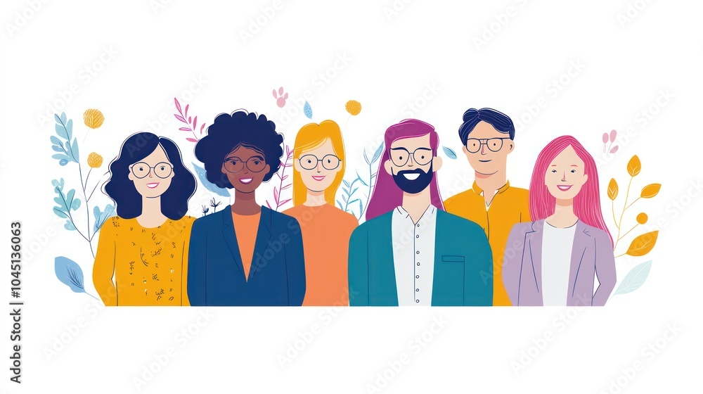 business team with neurodiverse members, diverse team fostering inclusivity and success with neurodiverse members illustrations business team with neurodiverse members, diverse team fostering inclusivity and success with neurodiverse members illustrations