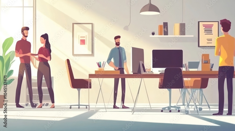 creative business team, business professionals developing creative solutions together in a vibrant office illustrations creative business team, business professionals developing creative solutions together in a vibrant office illustrations