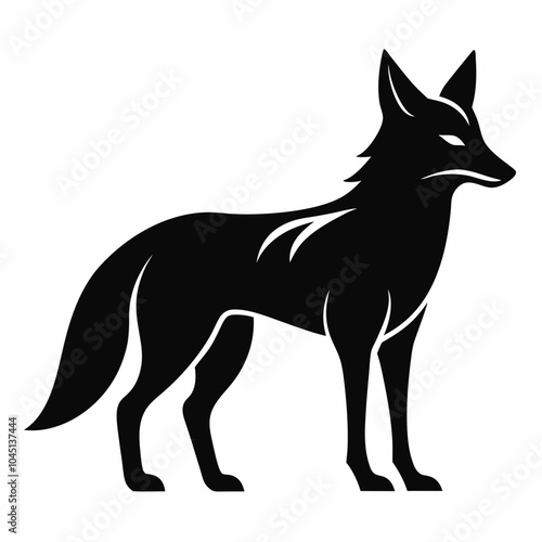 Jackal silhouette vector black and white animal 