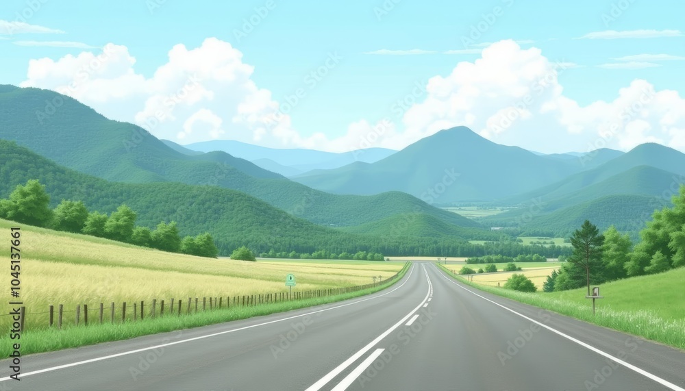 Fototapeta premium Scenic highway through lush countryside