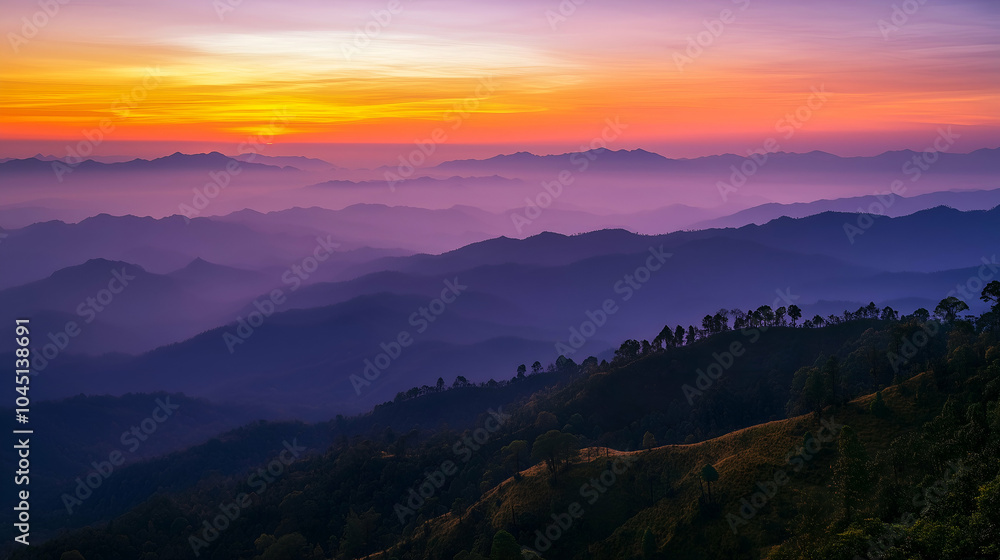 Majestic mountain range at sunrise with glowing peaks and vibrant sky, nature landscape background Majestic mountain range at sunrise with glowing peaks and vibrant sky, nature landscape background