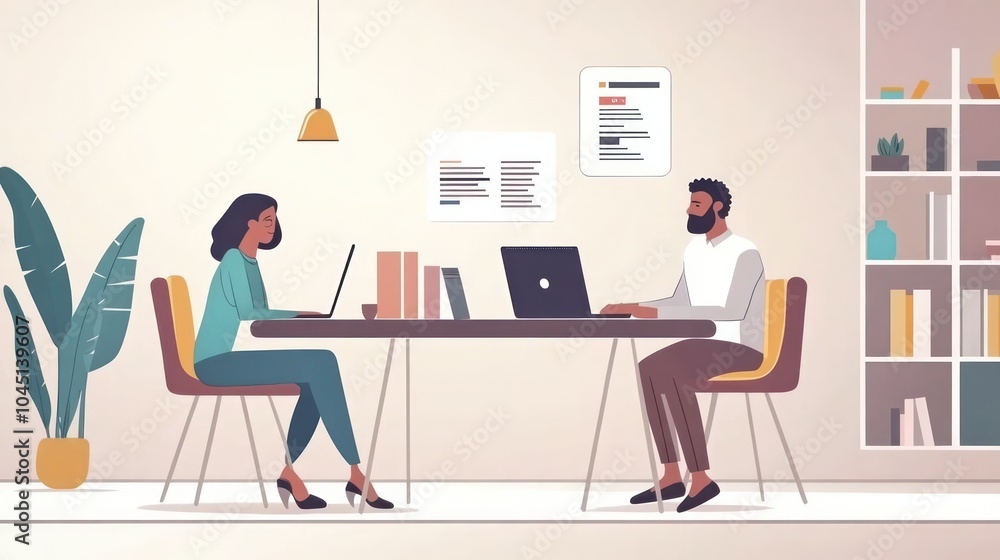 Fototapeta premium remote business team, remote professionals collaborating on business projects through digital platforms illustrations