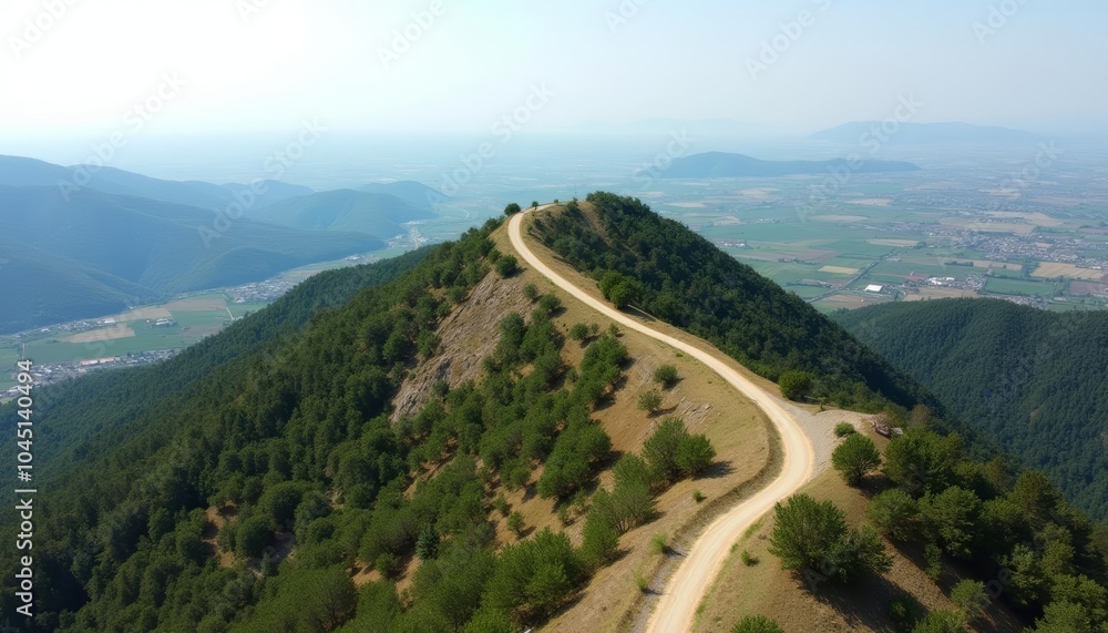 Fototapeta premium A winding road through the mountains leading to the horizon