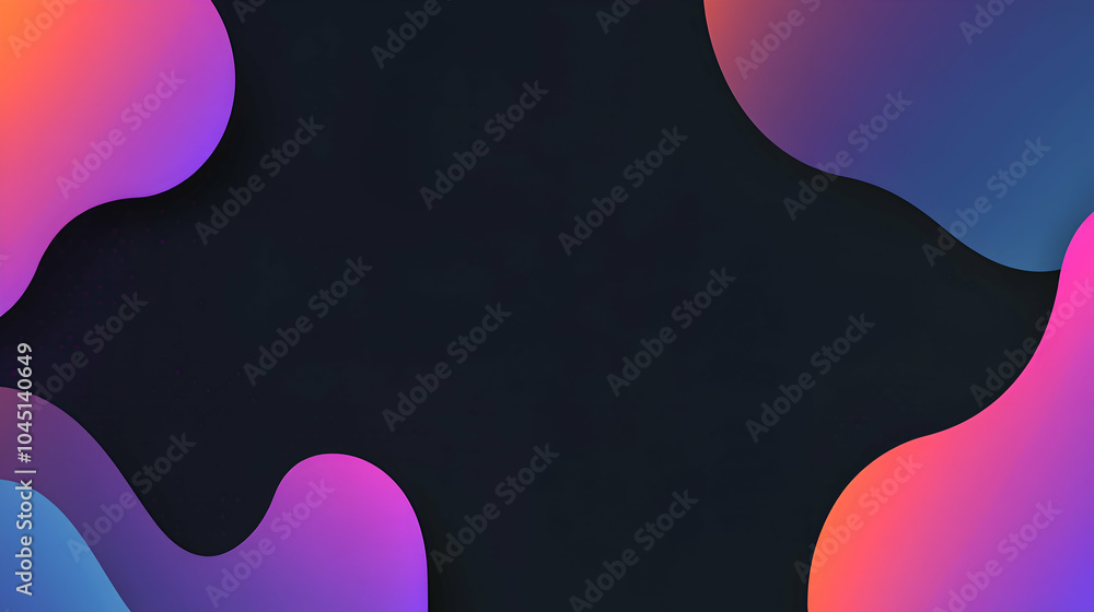 Obraz premium A black background with a soft gradient transitioning to deep purple at the edges, featuring negative space in the center where abstract shapes hover