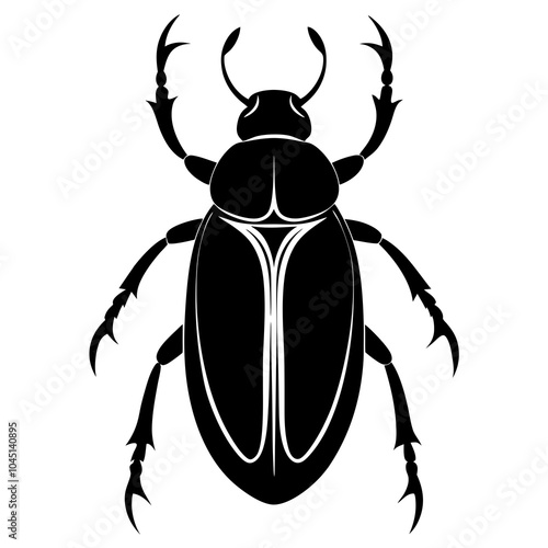 Black beetle silhouette vector white background