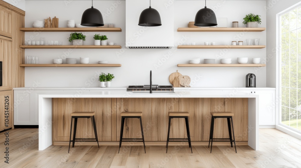 Bright and Airy Kitchen with Open Shelving Bright and Airy Kitchen with Open Shelving