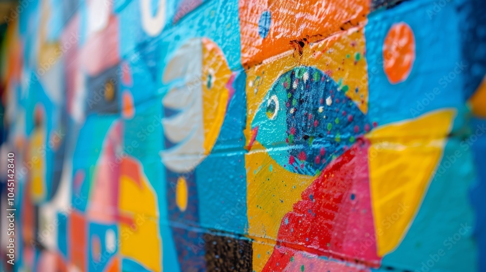Fototapeta premium The walls are adorned with artwork created by local students highlighting the creativity and talent within the community.