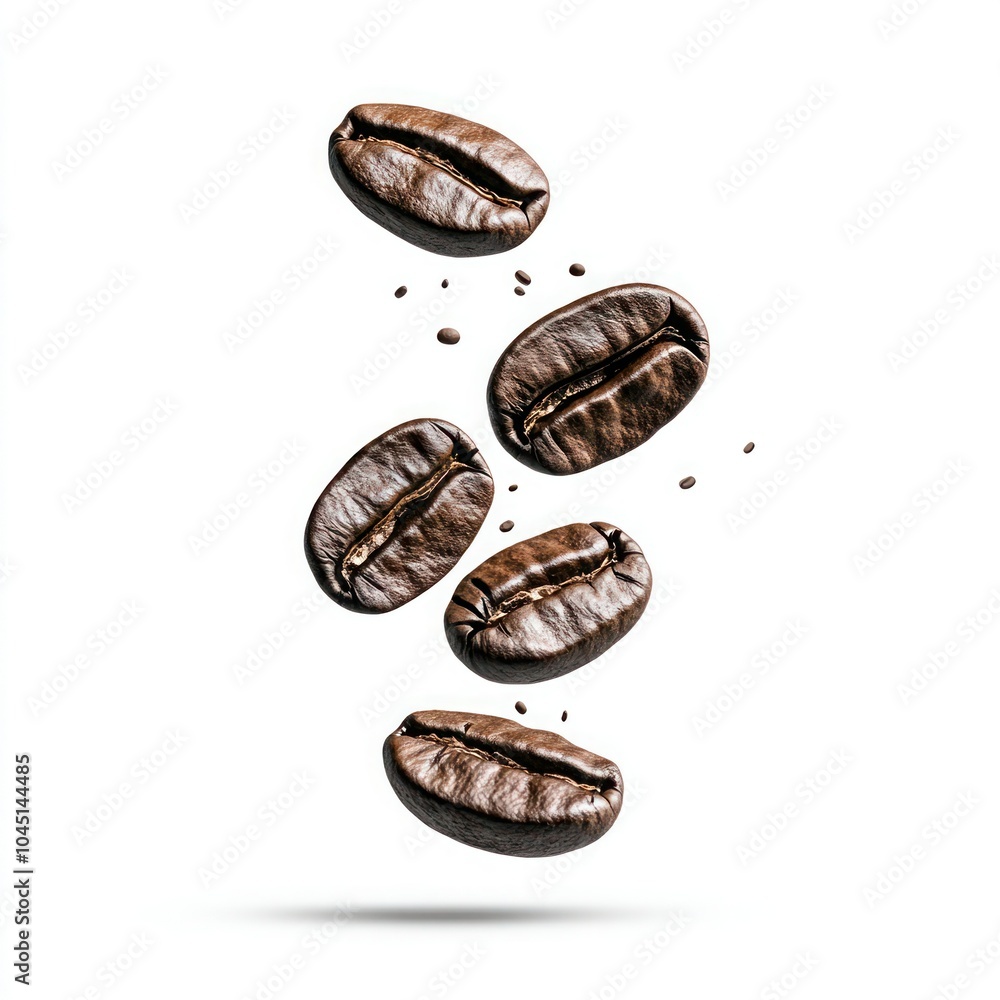 Coffee Beans and Cascading Beans on White Background - Isolated Coffee Beans and Cascading Beans on White Background - Isolated