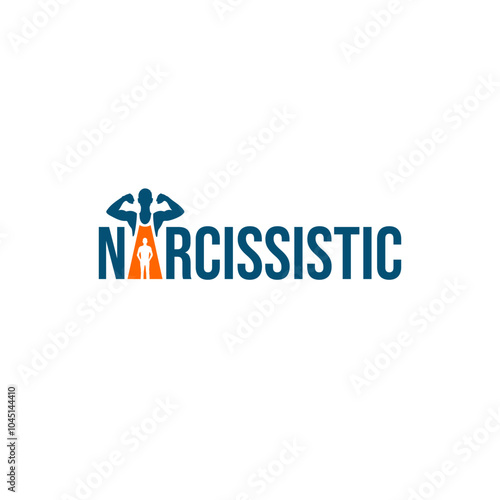 Narcissistic wordmark logo people with shadow ego symbol on it