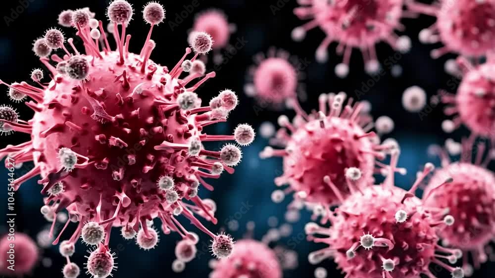 Red Virus Floating and Transforming in Dark Space - Detailed Microscopic Animation Red Virus Floating and Transforming in Dark Space - Detailed Microscopic Animation