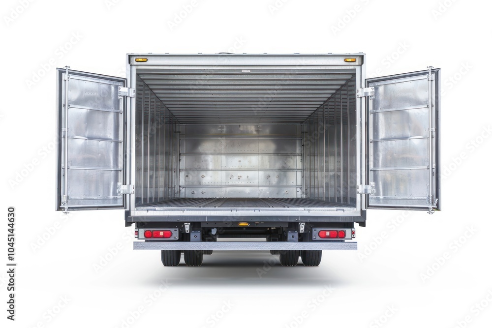 18 wheel truck trailer metal cargo bay vehicle white background transportation. 18 wheel truck trailer metal cargo bay vehicle white background transportation.