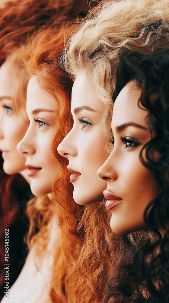 Curly-Haired Women in Dreamy Ethereal Scene Curly-Haired Women in Dreamy Ethereal Scene