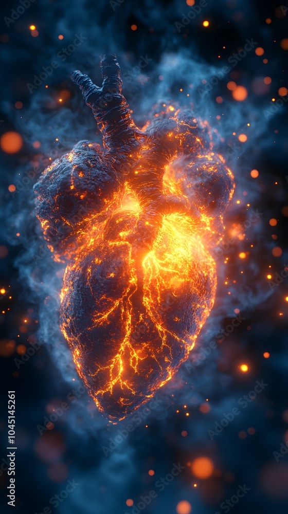 Fiery Heart with Glowing Lava Effects Fiery Heart with Glowing Lava Effects