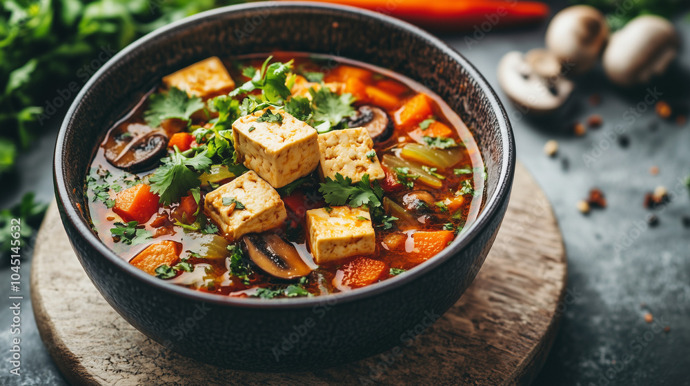 Vegan Tom Yum Soup with Tofu and Vegetables Vegan Tom Yum Soup with Tofu and Vegetables