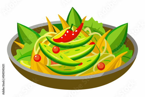 A plate of pasta with a green plate of vegetables and a green plate with a lemon on it on a white background