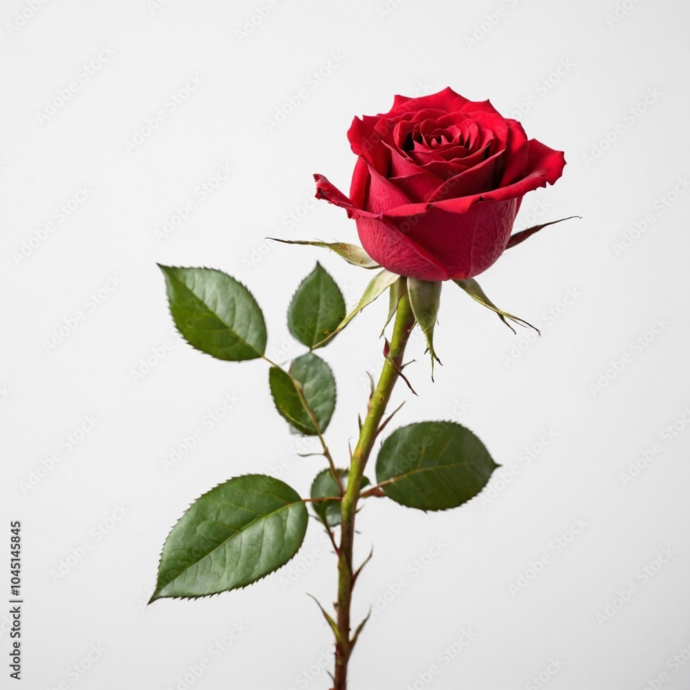 Obraz premium one red rose isolated on white background