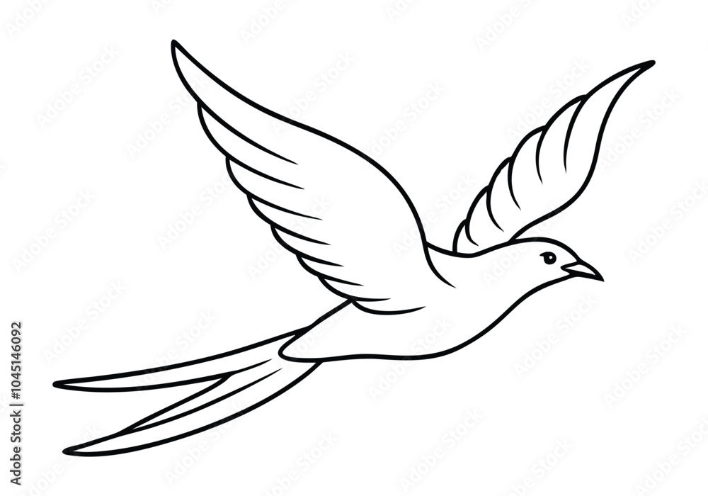 Majestic Bird in Flight in Continuous Line Art Majestic Bird in Flight in Continuous Line Art
