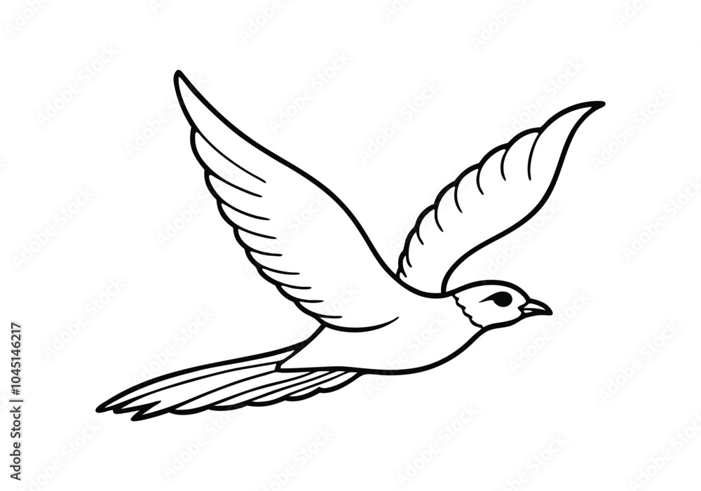Majestic Bird in Flight in Continuous Line Art Majestic Bird in Flight in Continuous Line Art