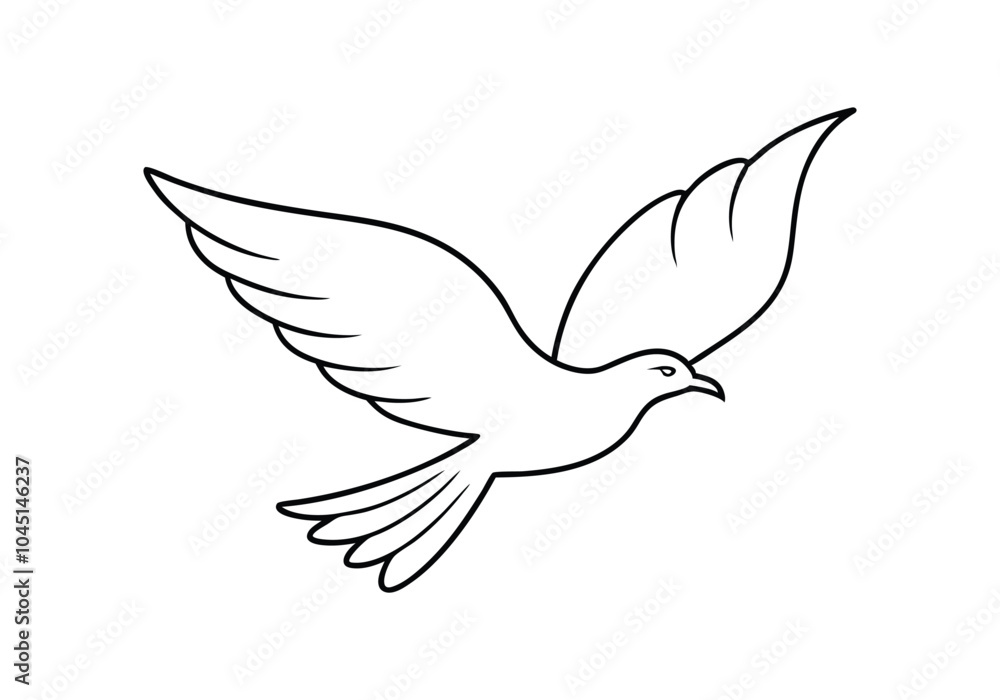 Majestic Bird in Flight in Continuous Line Art Majestic Bird in Flight in Continuous Line Art